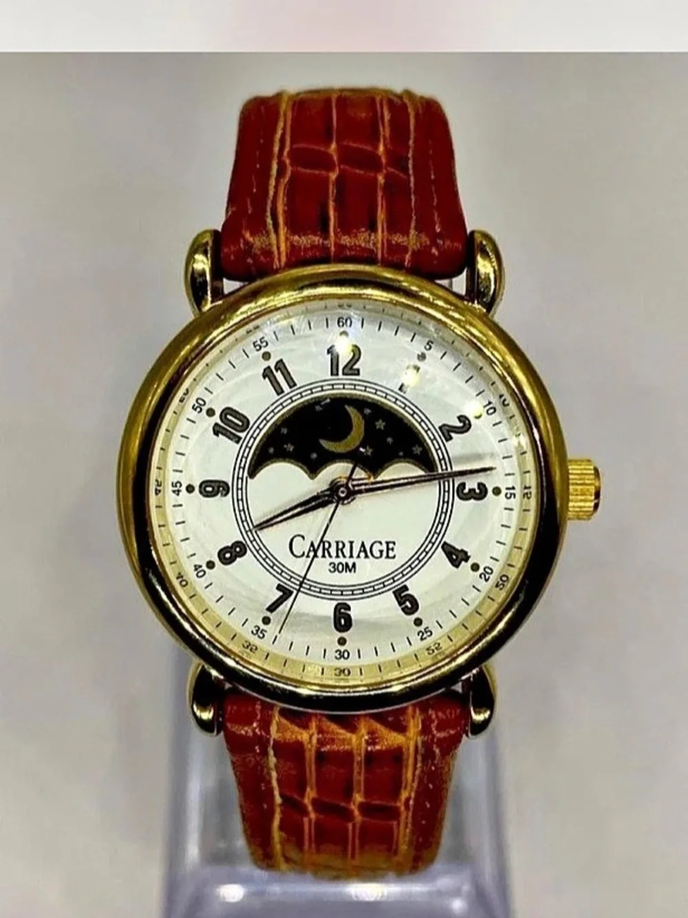 Luxury ^^^ Ladies * Carriage by Timex Carriage Moon Phase Watch Tan / Gold ^^^